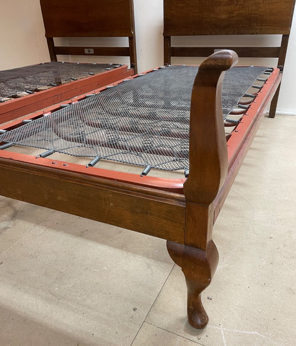 Early C20th pair of walnut single beds by Staples and Co View III