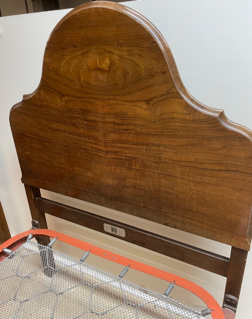 Early C20th pair of walnut single beds by Staples and Co View IV