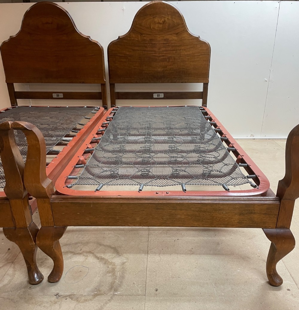 Early C20th pair of walnut single beds by Staples and Co View XIII