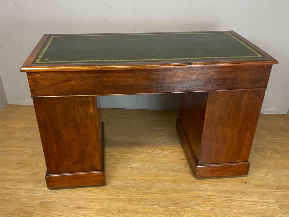 C19TH walnut three part desk with inset leather top  View IX