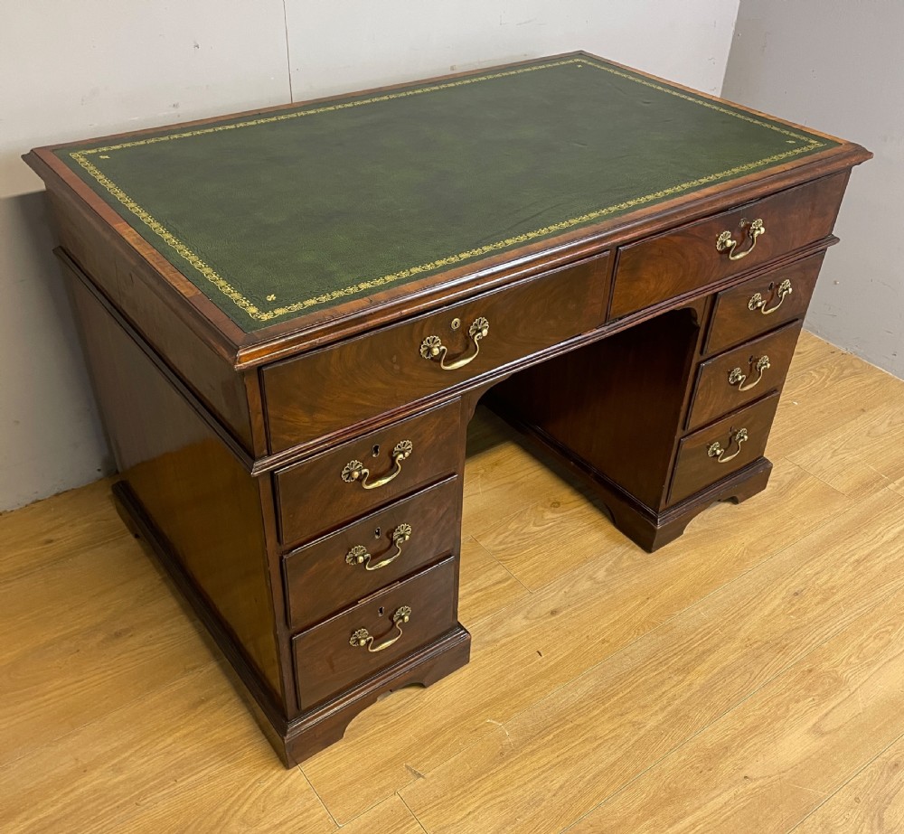 Georgian flame mahogany small partner style desk circa 1800 View II