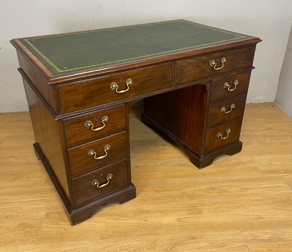 Georgian flame mahogany small partner style desk circa 1800 View VI