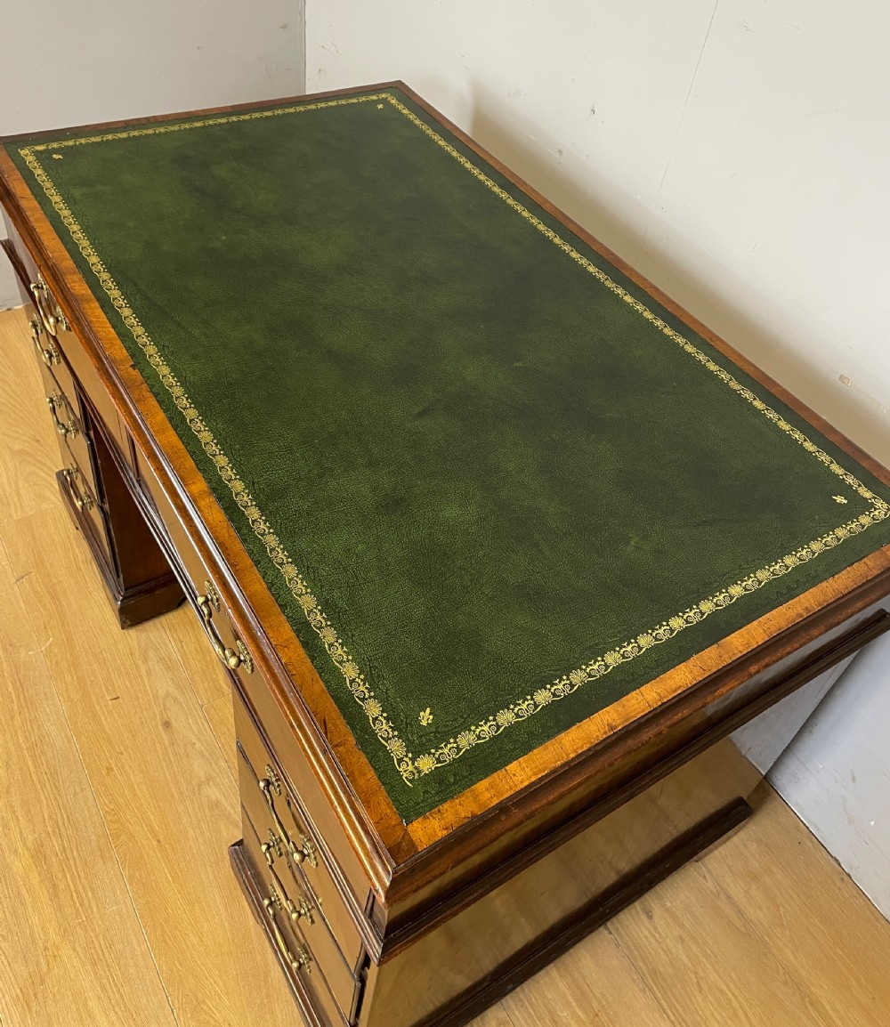 Georgian flame mahogany small partner style desk circa 1800 View VII