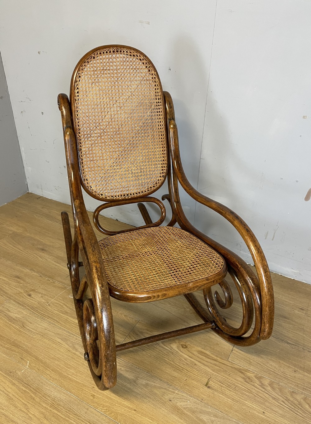 C19TH  cane seated bentwood rocking chair possibly Thonet  View II