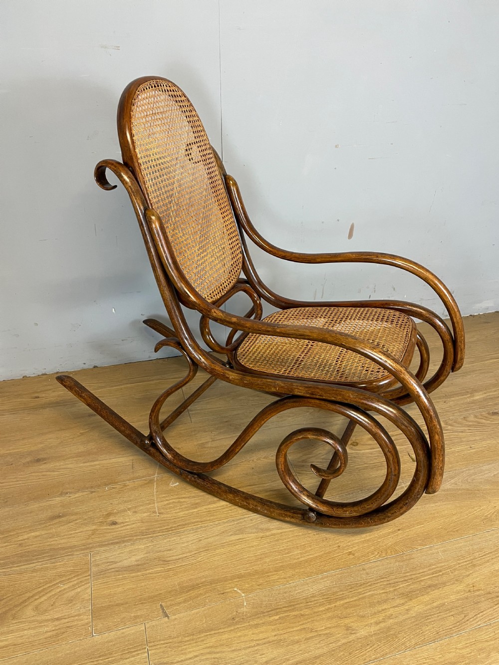 C19TH  cane seated bentwood rocking chair possibly Thonet  View IV