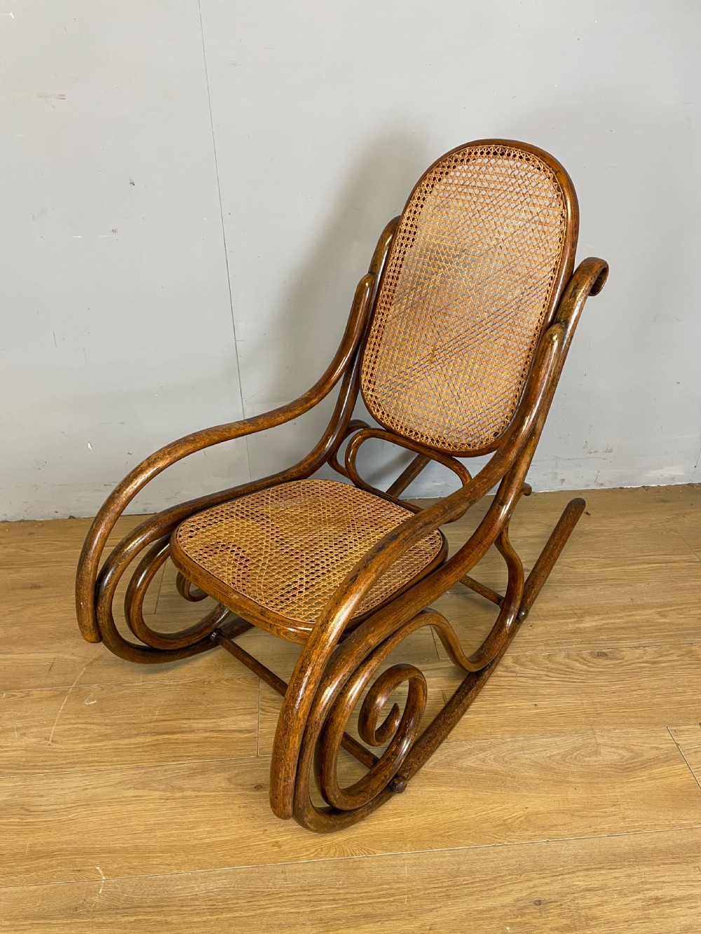 C19TH  cane seated bentwood rocking chair possibly Thonet  View IX