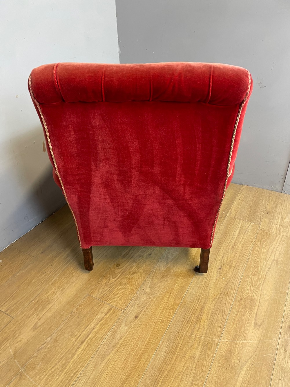 Victorian red velvet armchair circa 1890 View VI