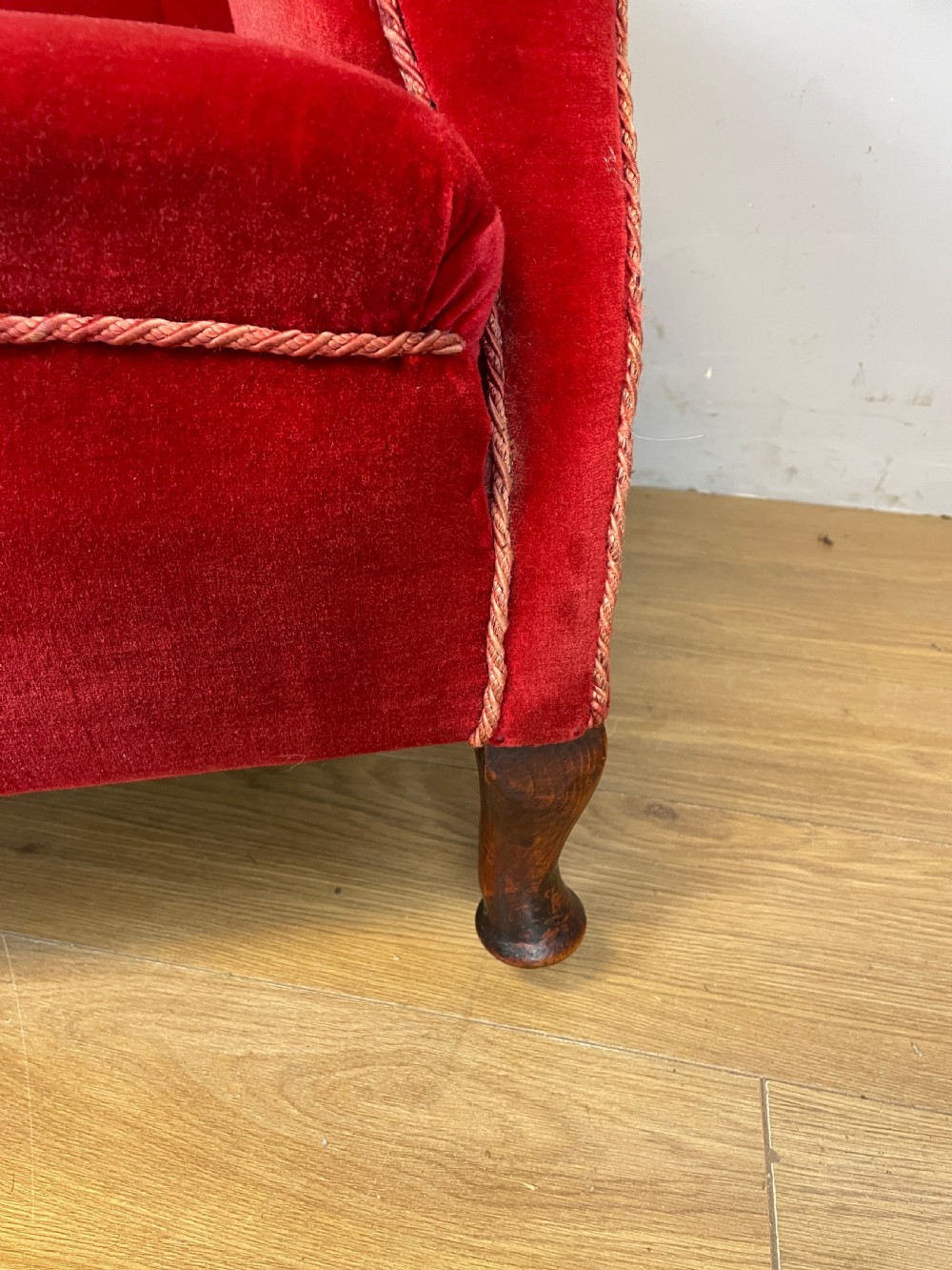 Victorian red velvet armchair circa 1890 View VII