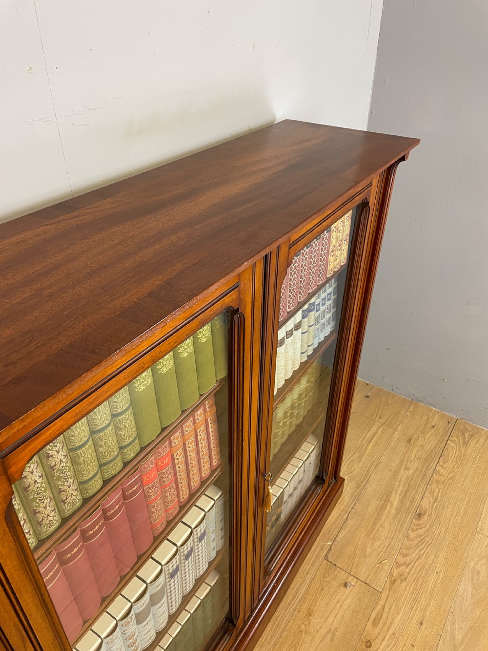 Arts and Crafts walnut freestanding glazed bookcase View III