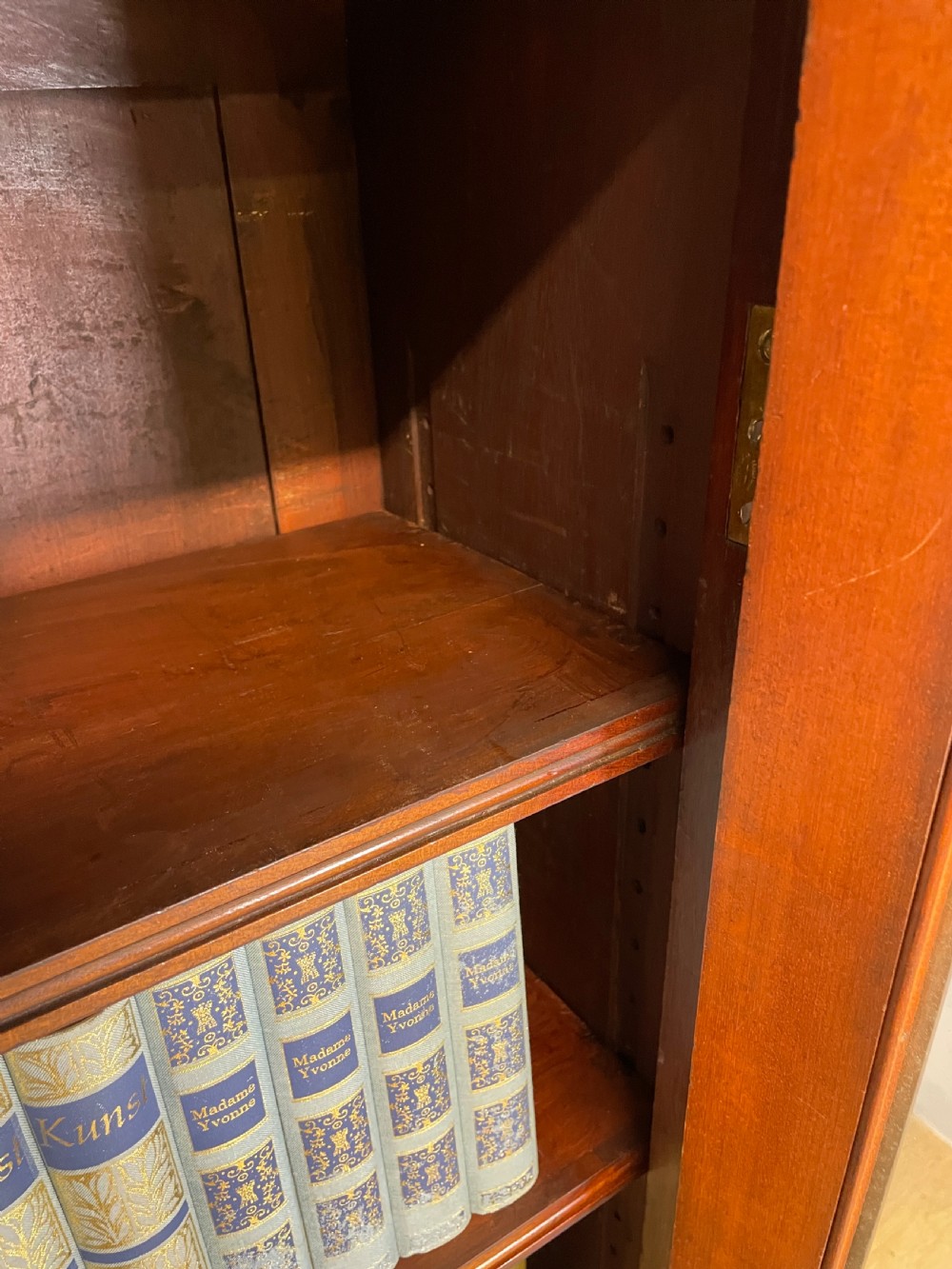 Arts and Crafts walnut freestanding glazed bookcase View VIII