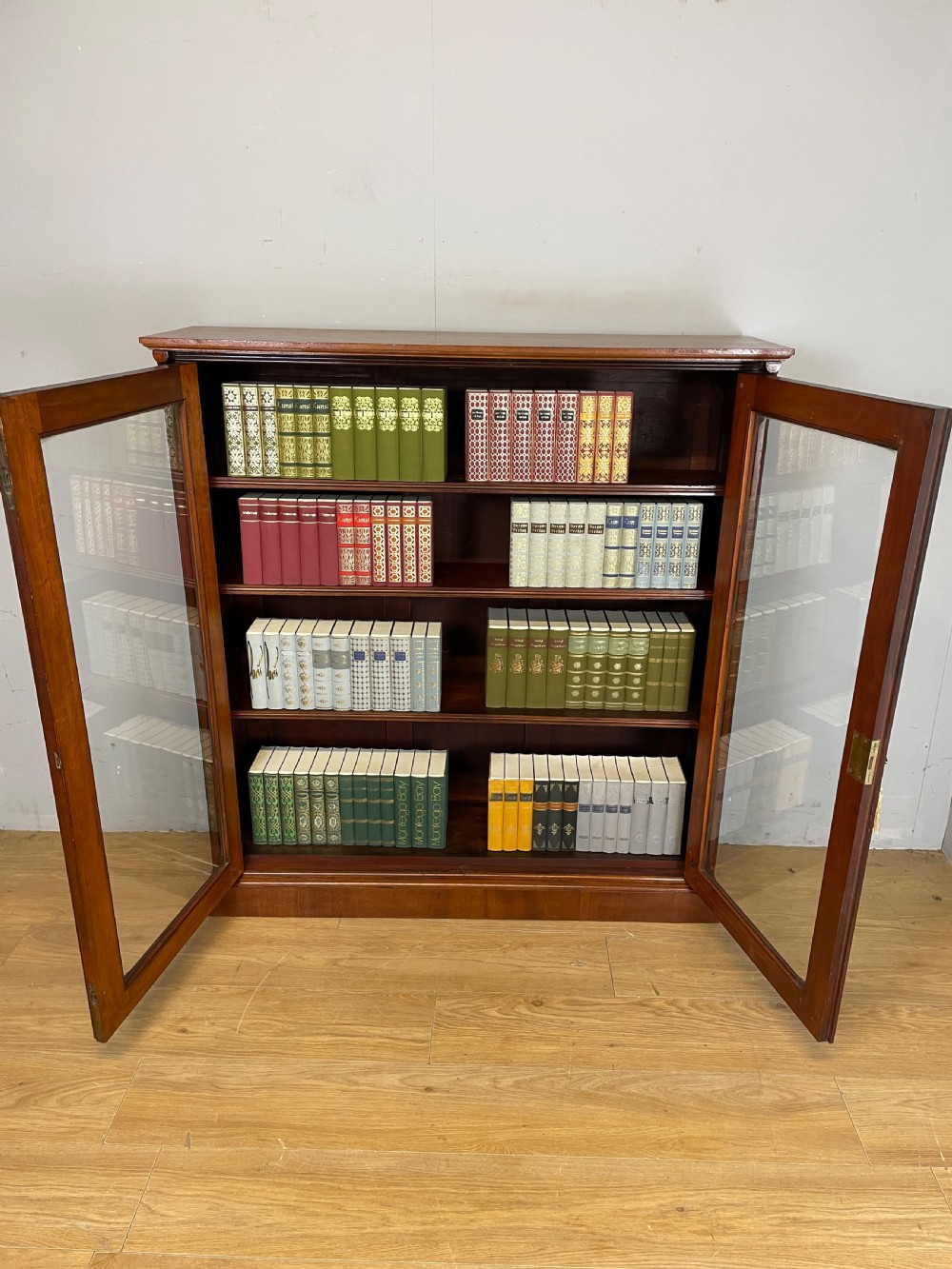 Arts and Crafts walnut freestanding glazed bookcase View X