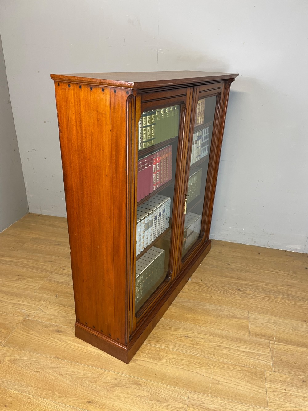 Arts and Crafts walnut freestanding glazed bookcase View XI