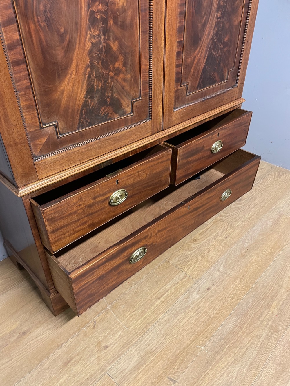 Late Regency country house flame mahogany Housekeepers cupboard View VI