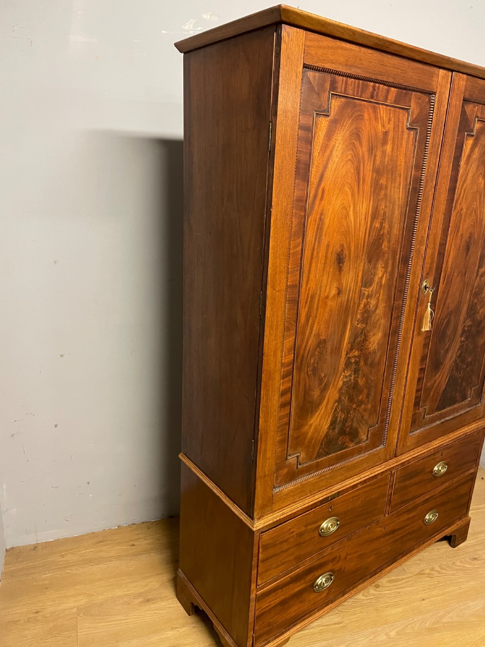 Late Regency country house flame mahogany Housekeepers cupboard View IX