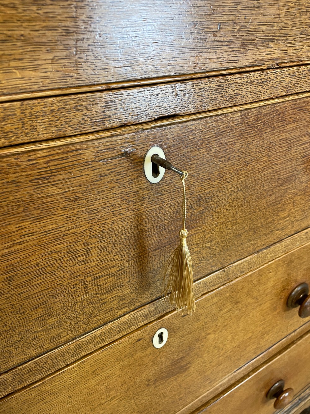Georgian golden oak six height chest of drawers circa 1790 View V