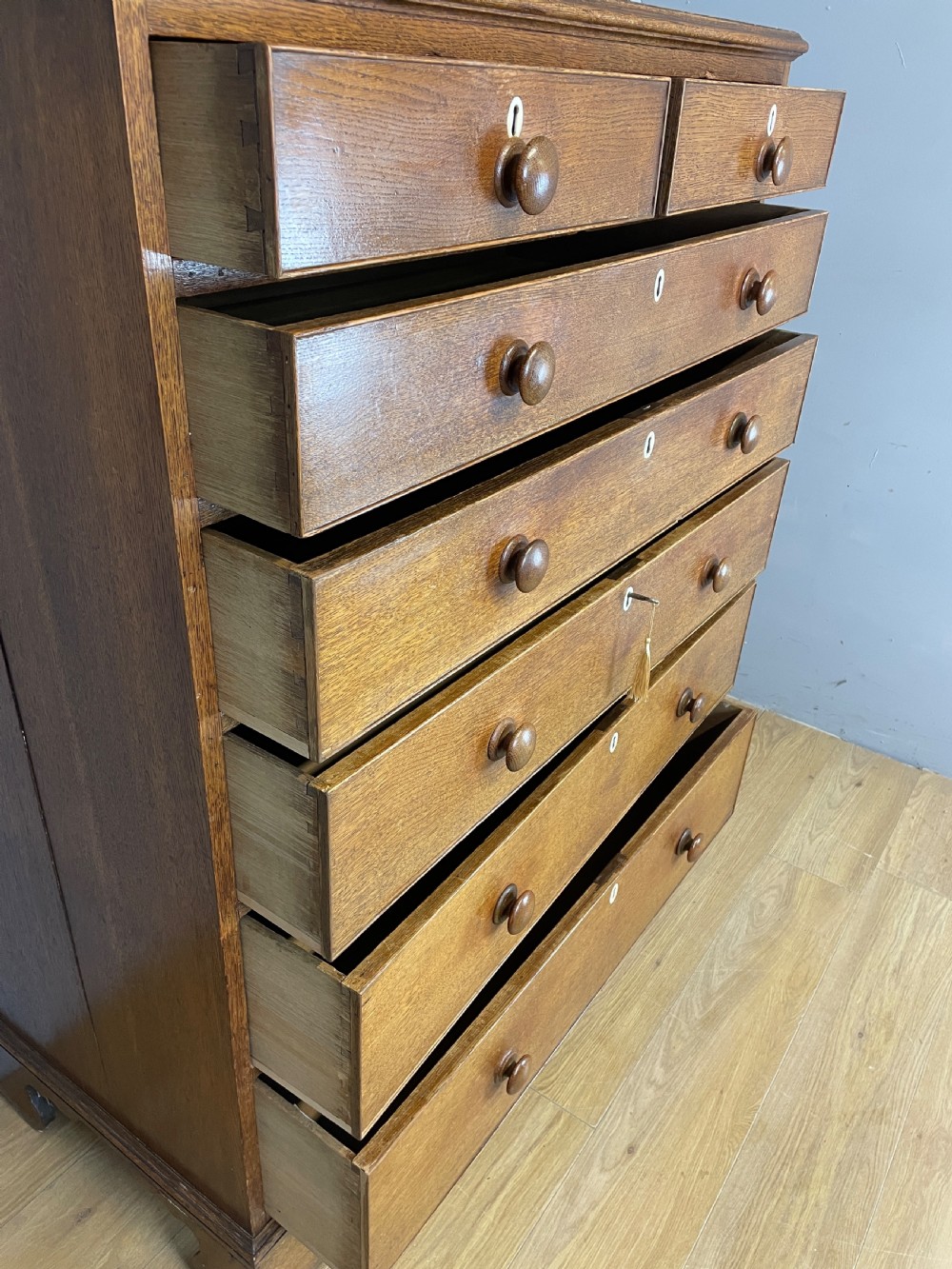 Georgian golden oak six height chest of drawers circa 1790 View VI