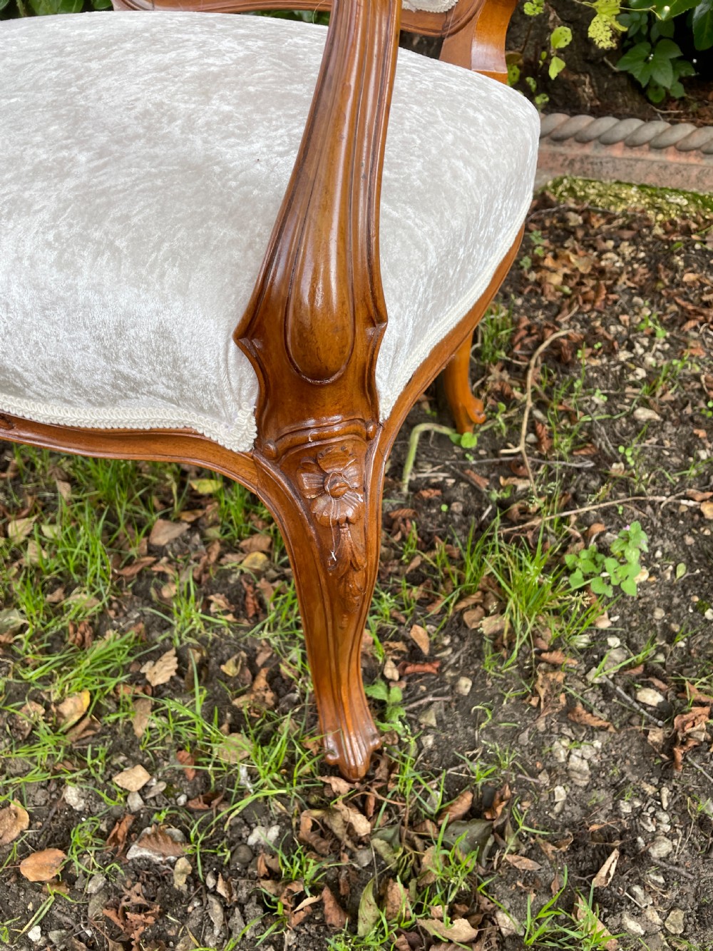 Pair of solid walnut Louis Quinze style armchairs  View IV