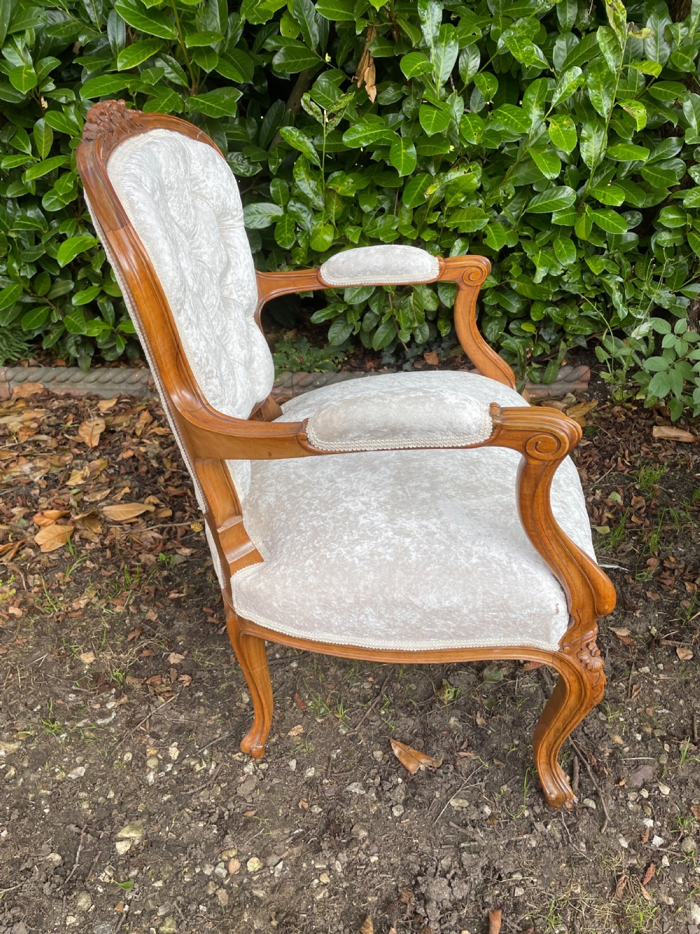 Pair of solid walnut Louis Quinze style armchairs  View VIII
