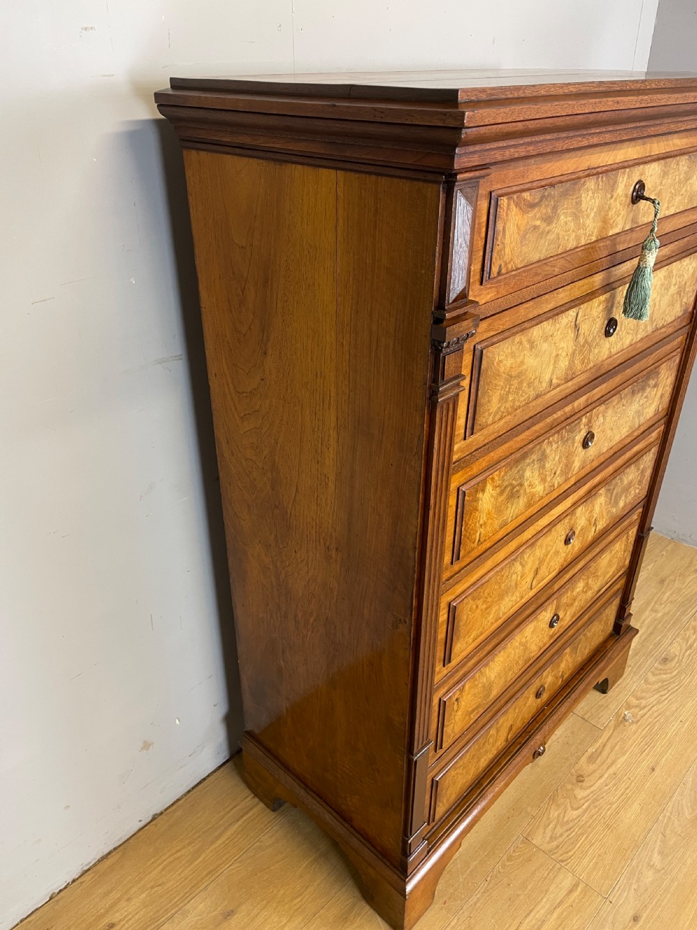 Nineteenth century walnut continental six height chest of drawers  View IV