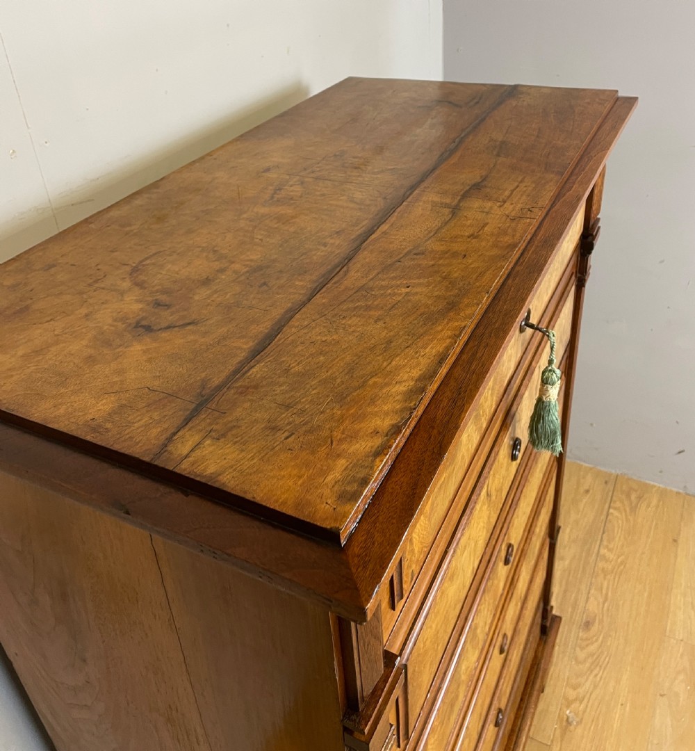 Nineteenth century walnut continental six height chest of drawers  View V