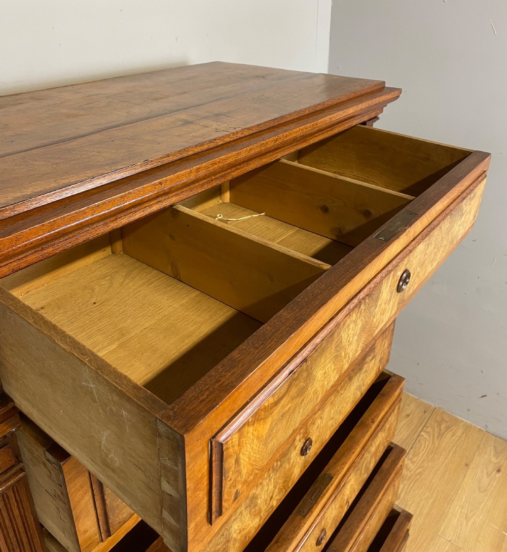 Nineteenth century walnut continental six height chest of drawers  View VIII
