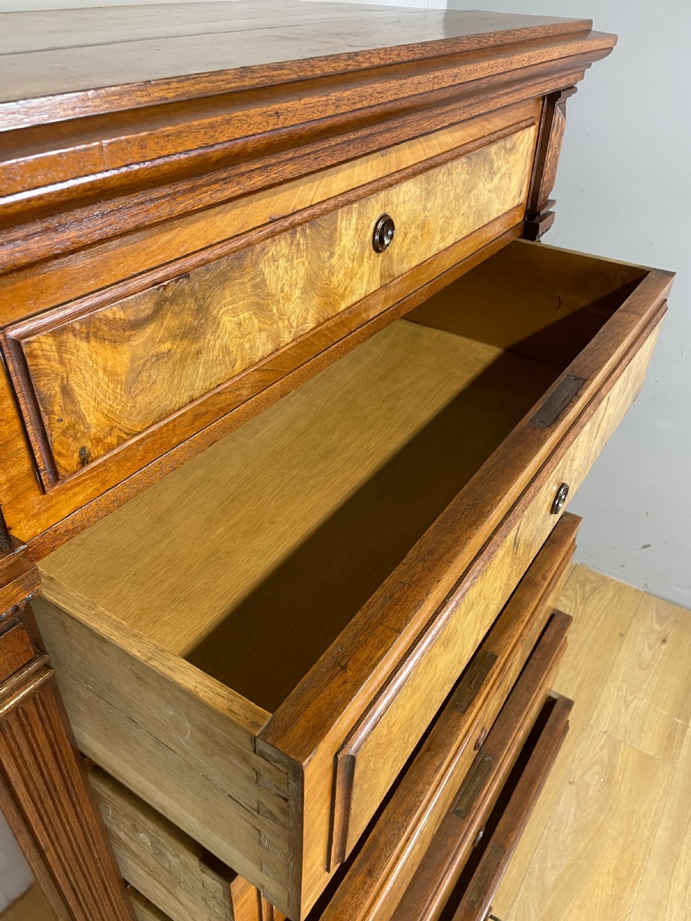 Nineteenth century walnut continental six height chest of drawers  View IX