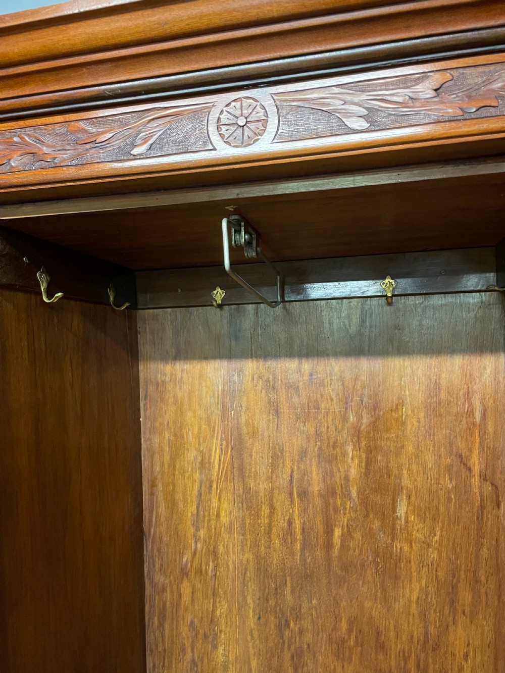 Arts and crafts walnut double wardrobe circa 1890 View IX