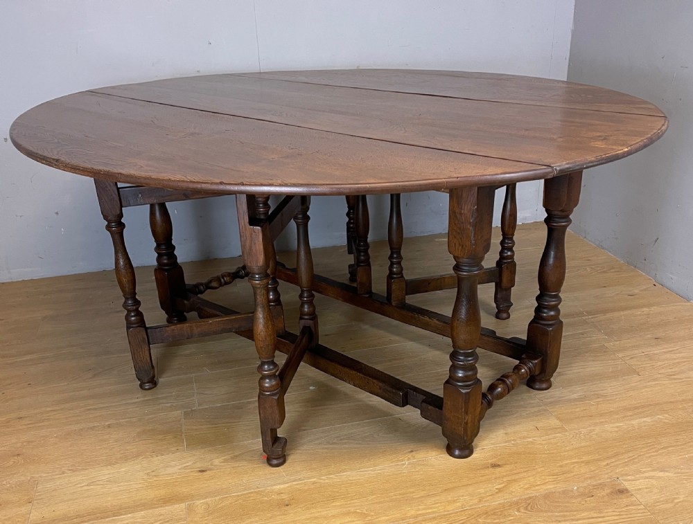C19TH  large oak 8 seater gate leg dining table  View III