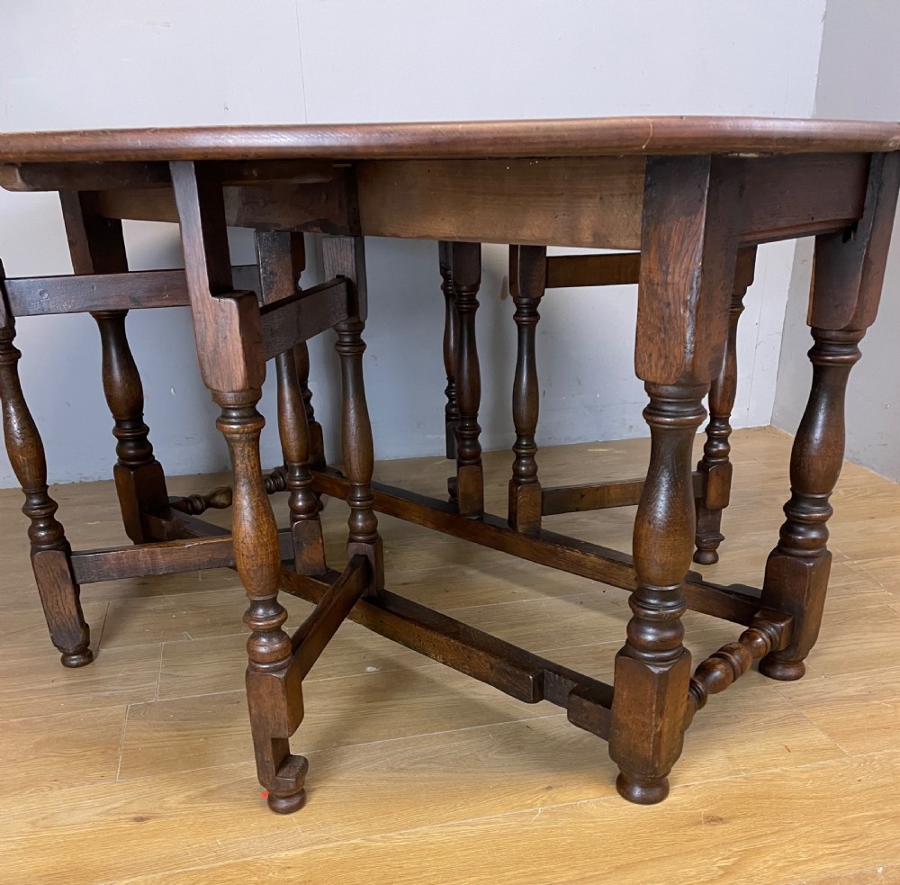 C19TH  large oak 8 seater gate leg dining table  View IV