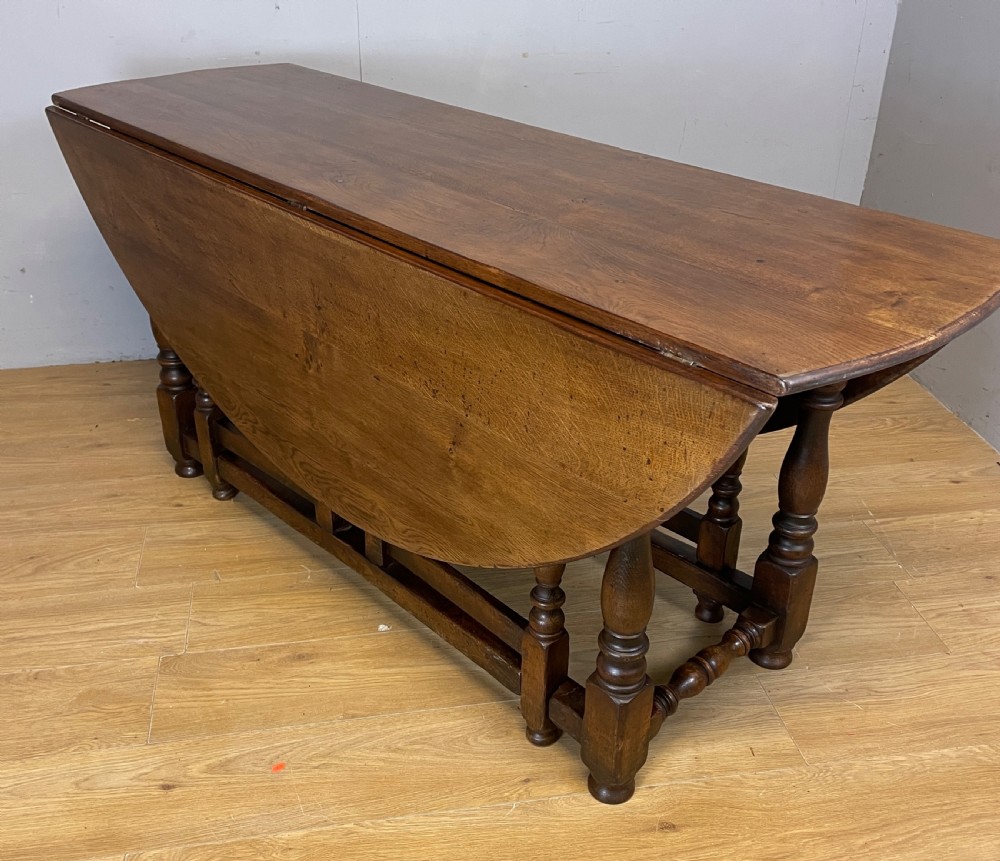 C19TH  large oak 8 seater gate leg dining table  View VII