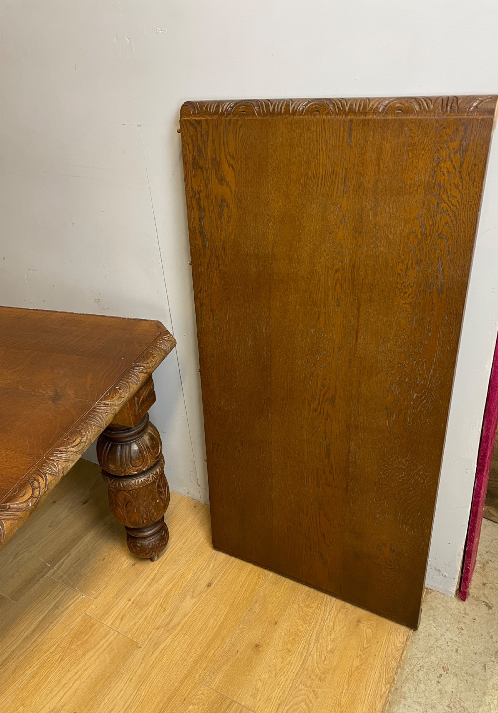Oak eight seater wind out table in Jacobean style circa 1870 View X