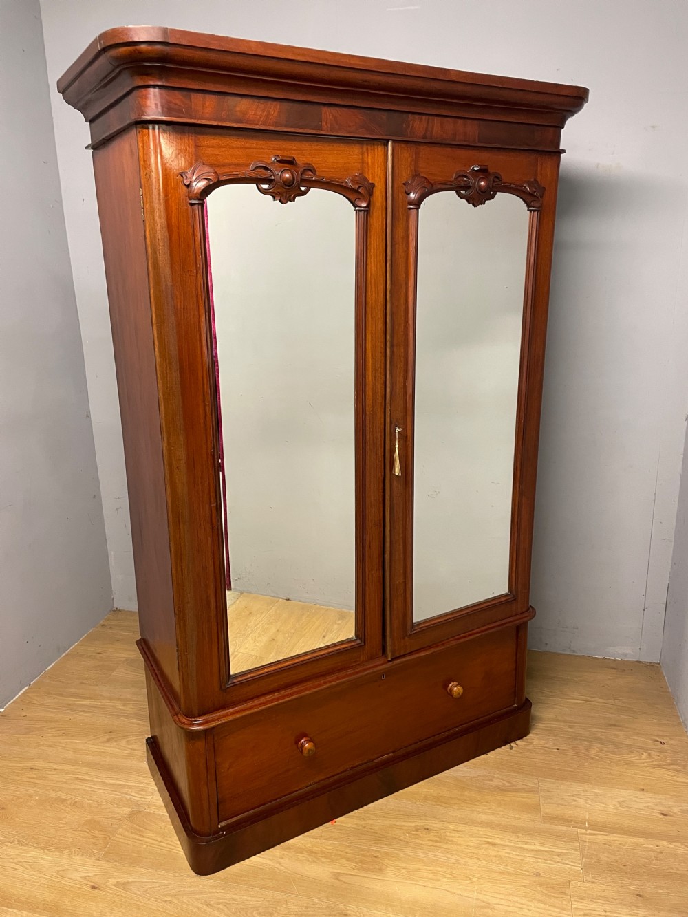 C19TH mahogany two door double wardrobe  View II