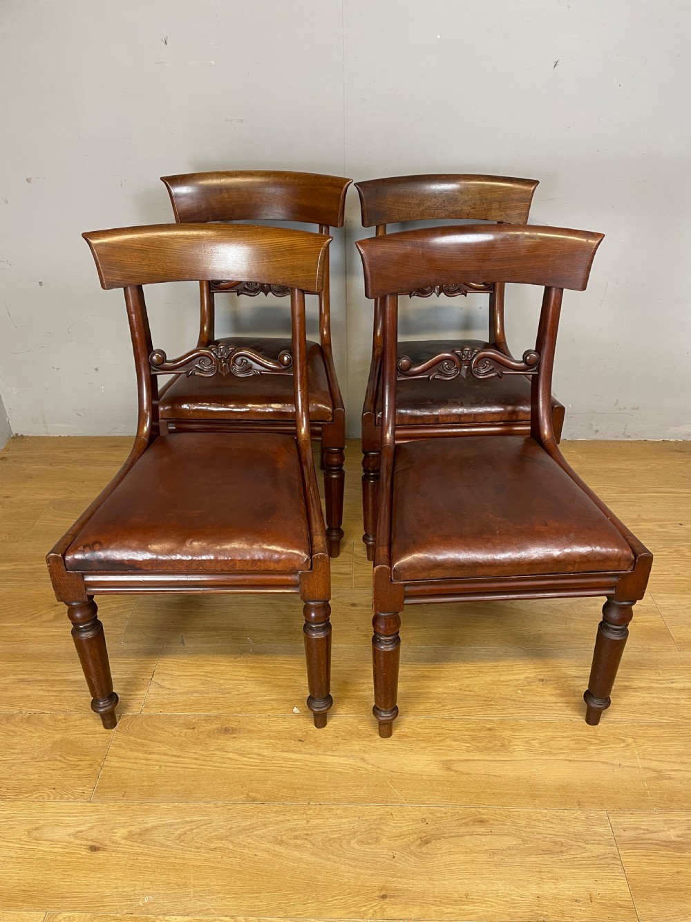 Set of 4 mahogany William IV dining chairs in original condition  View II