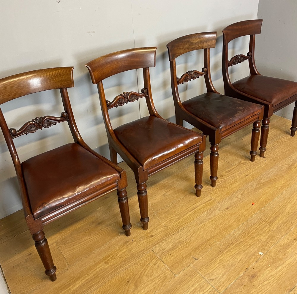 Set of 4 mahogany William IV dining chairs in original condition  View IV