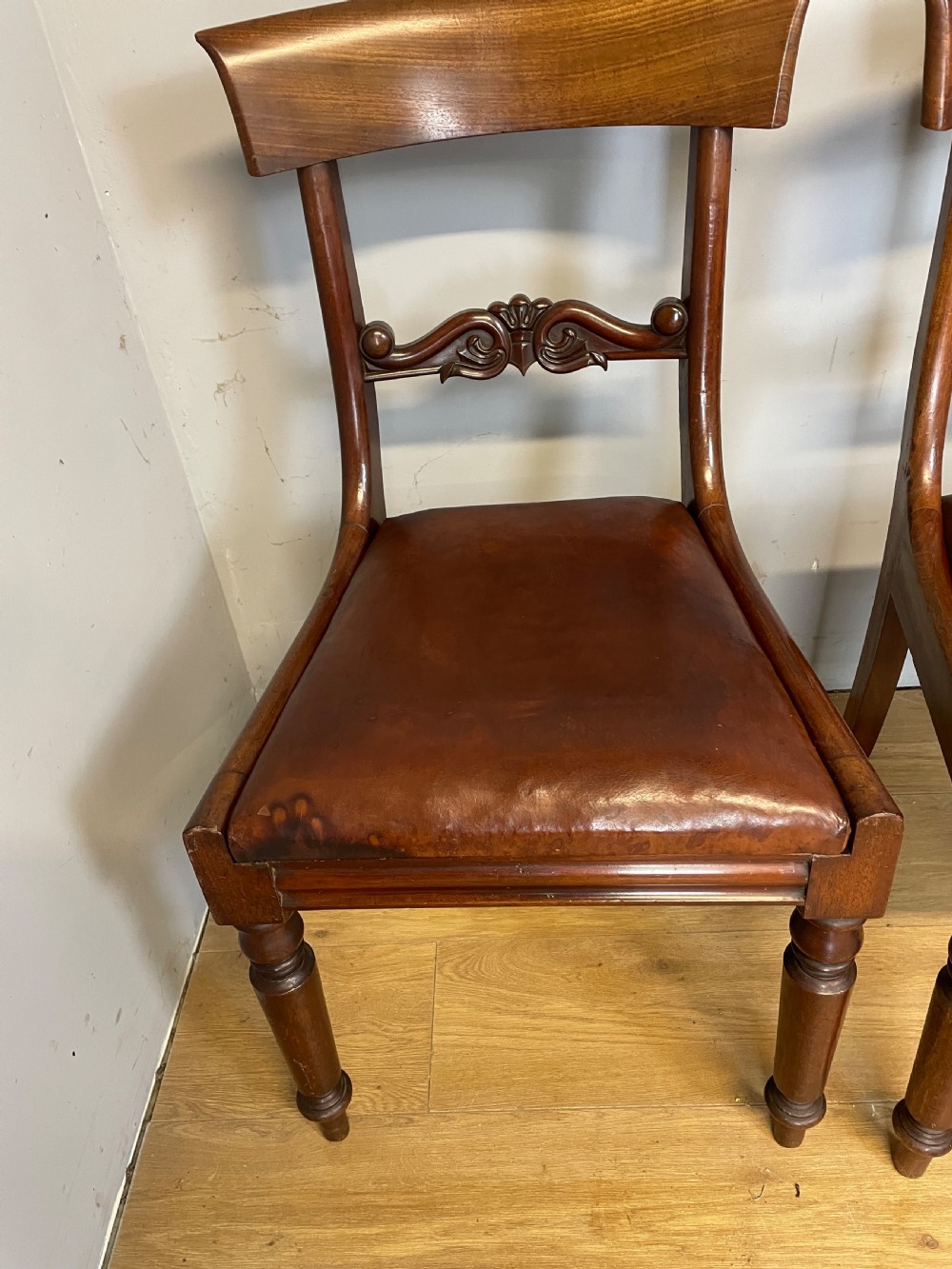 Set of 4 mahogany William IV dining chairs in original condition  View V