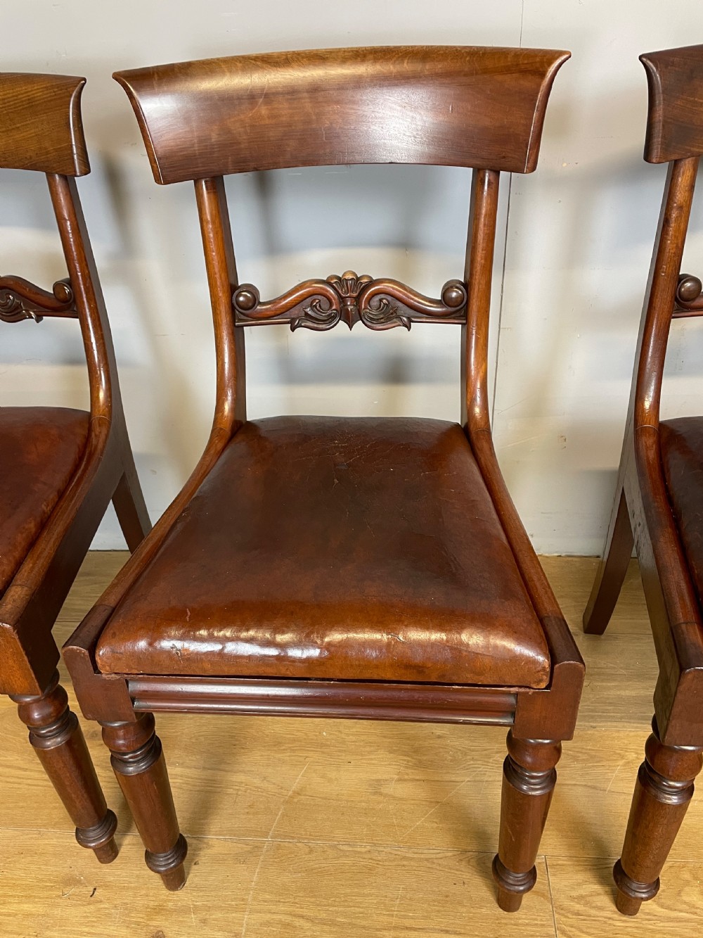 Set of 4 mahogany William IV dining chairs in original condition  View VI