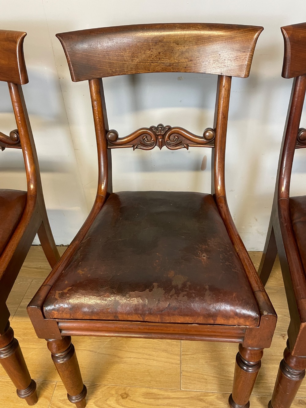 Set of 4 mahogany William IV dining chairs in original condition  View VII