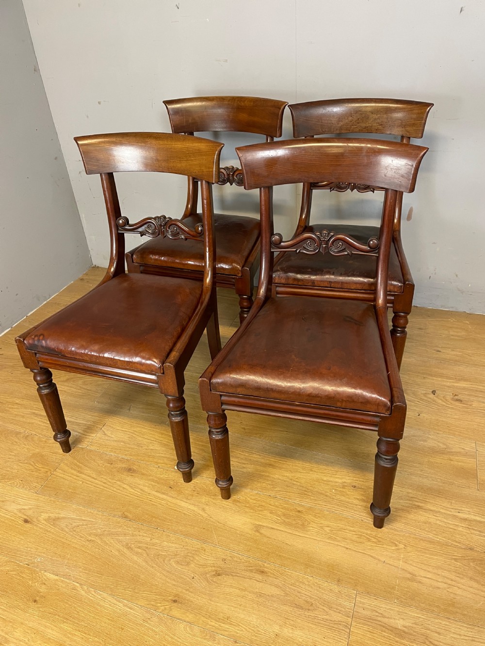 Set of 4 mahogany William IV dining chairs in original condition  View XII