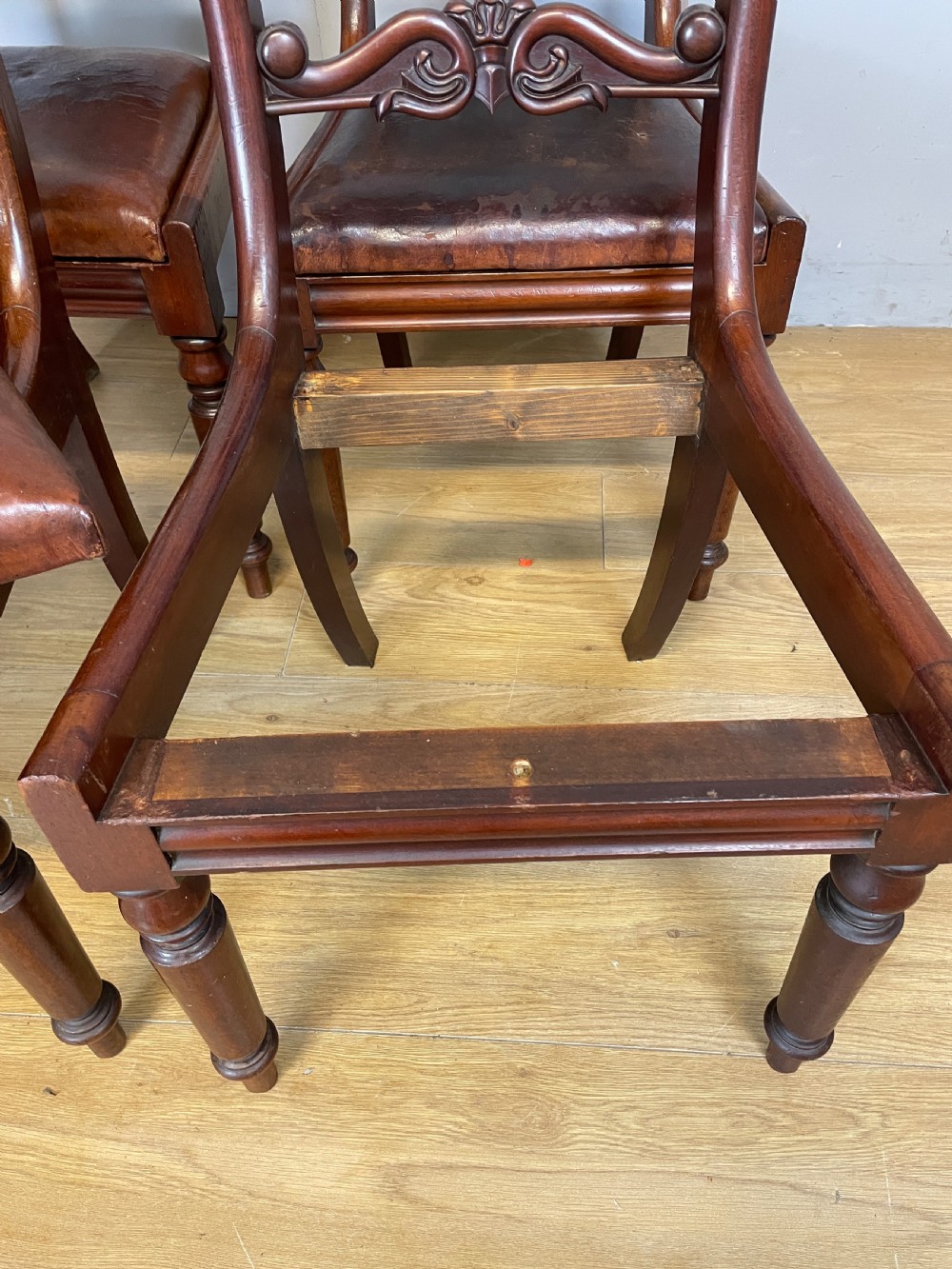 Set of 4 mahogany William IV dining chairs in original condition  View XIII