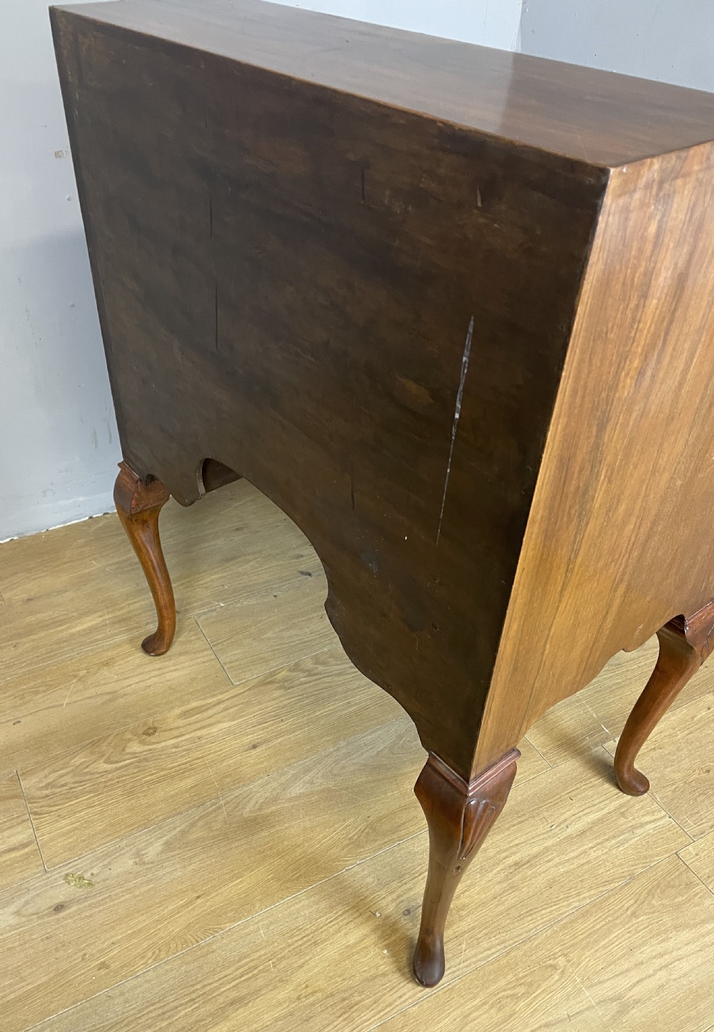 Burr walnut Queen Anne style cylinder desk circa 1920 View X