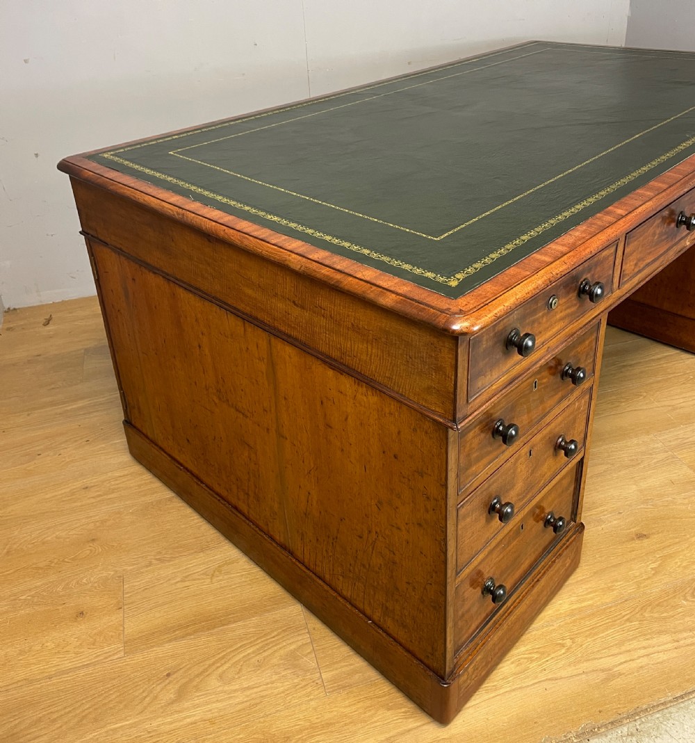 C19TH mahogany partners desk with inset tooled leather top  View VII
