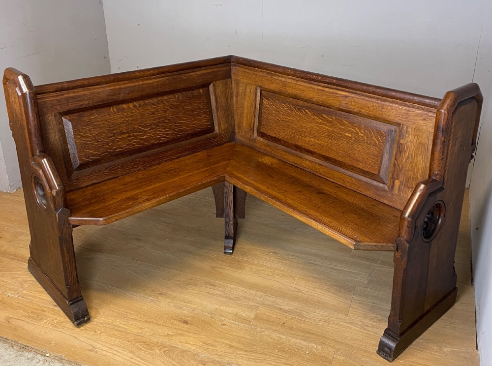 C19TH oak corner pew with provenance  View VIII