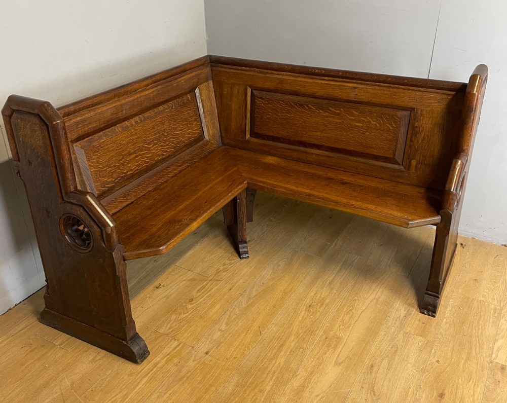 C19TH oak corner pew with provenance  View X
