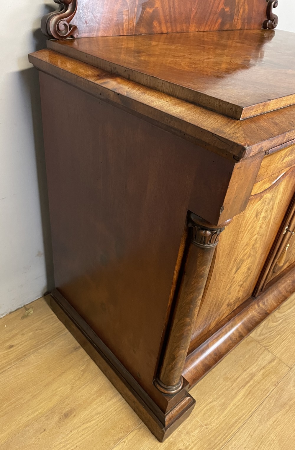 C19TH flame mahogany continental side cabinet  View IV