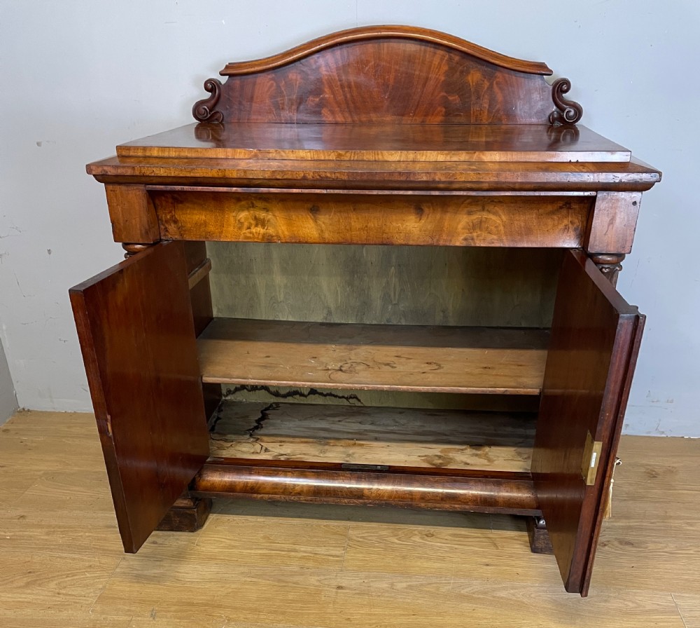 C19TH flame mahogany continental side cabinet  View V