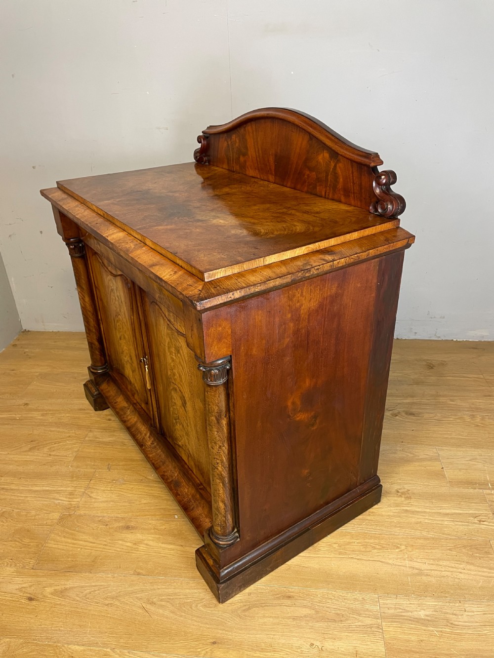 C19TH flame mahogany continental side cabinet  View VIII