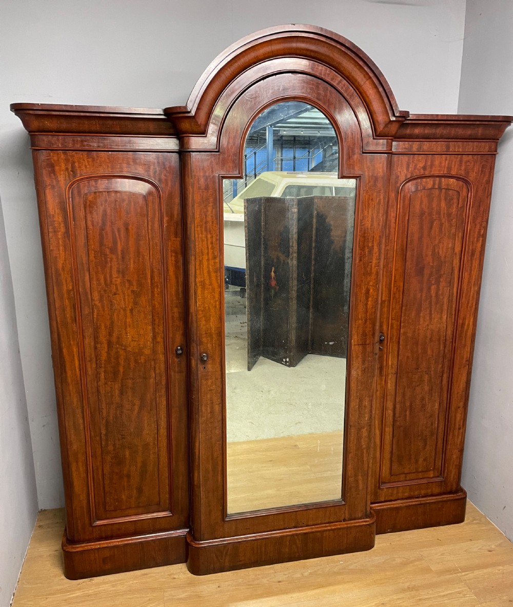 Country house breakfront flame mahogany triple wardrobe  View II
