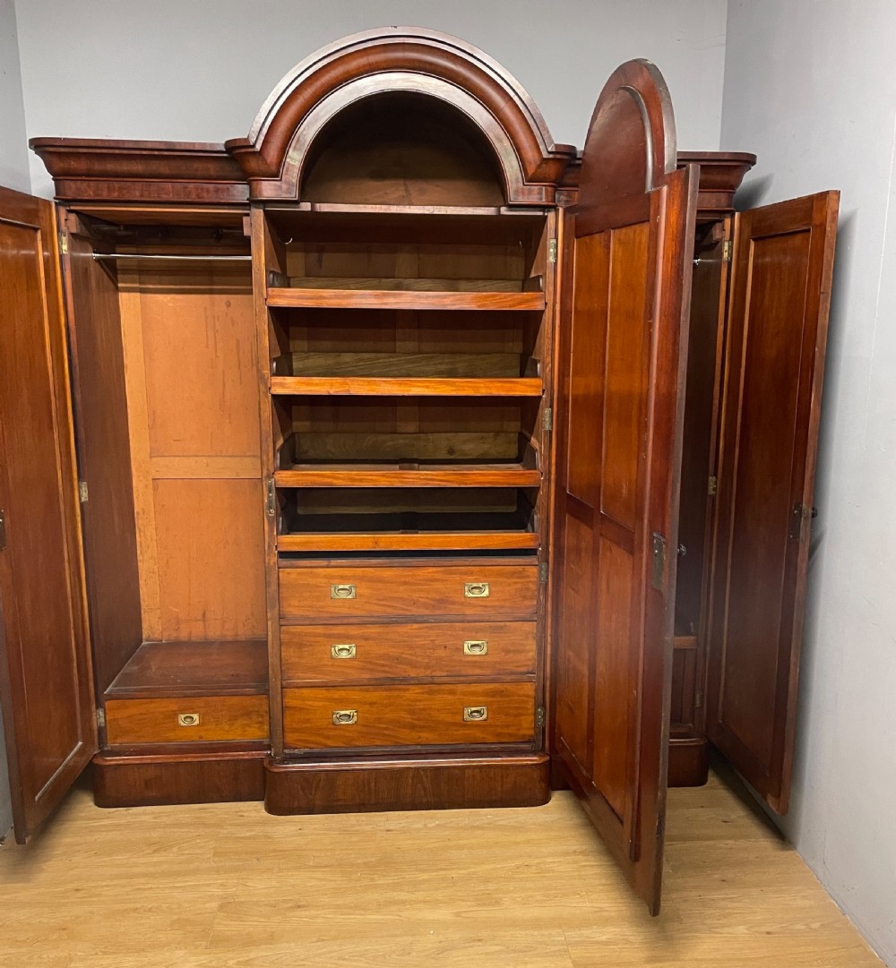 Country house breakfront flame mahogany triple wardrobe  View IX