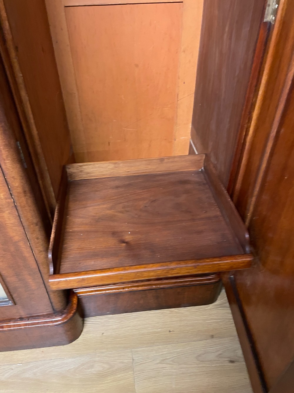 Country house breakfront flame mahogany triple wardrobe  View XIV
