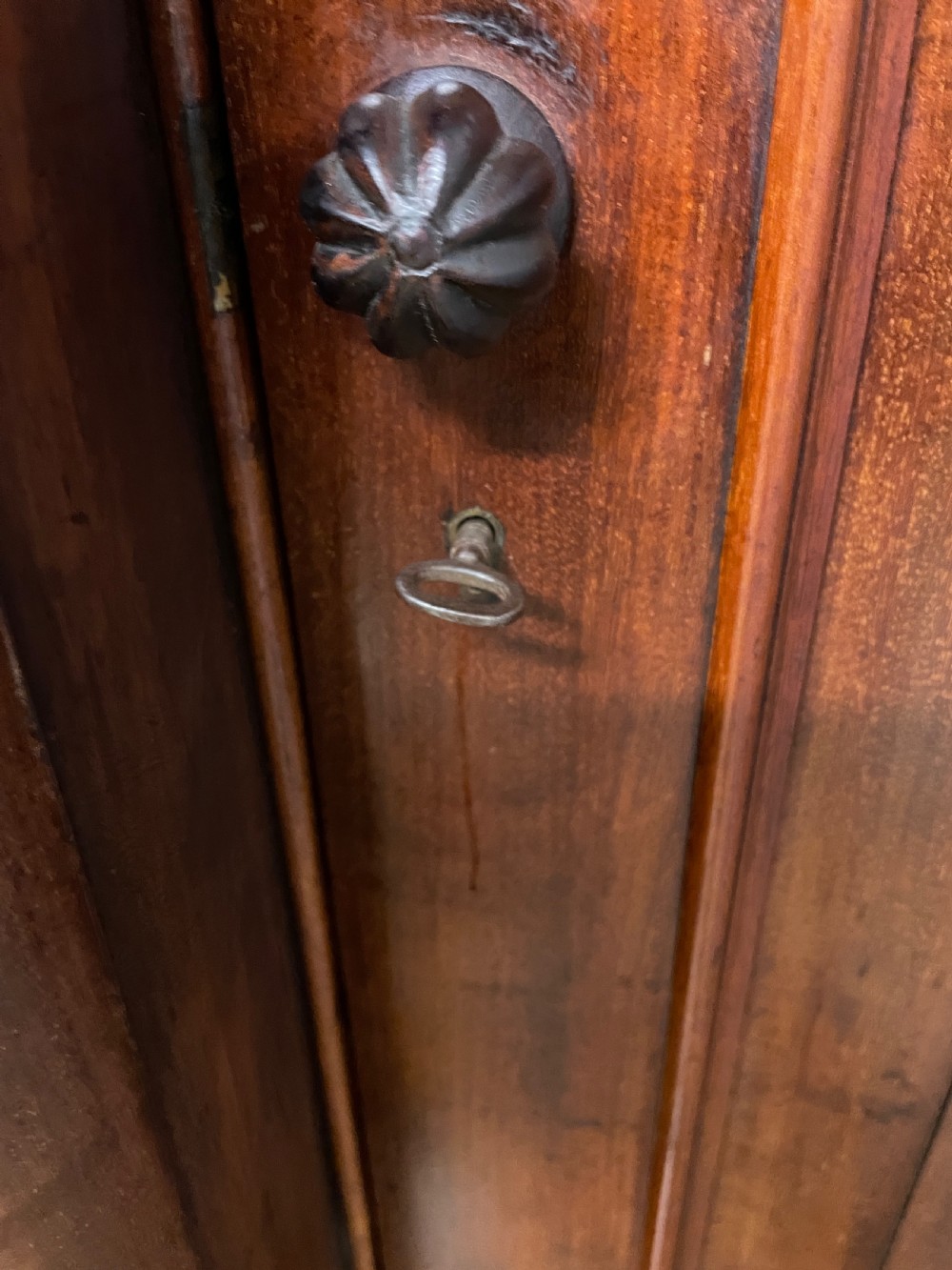 Country house breakfront flame mahogany triple wardrobe  View XV